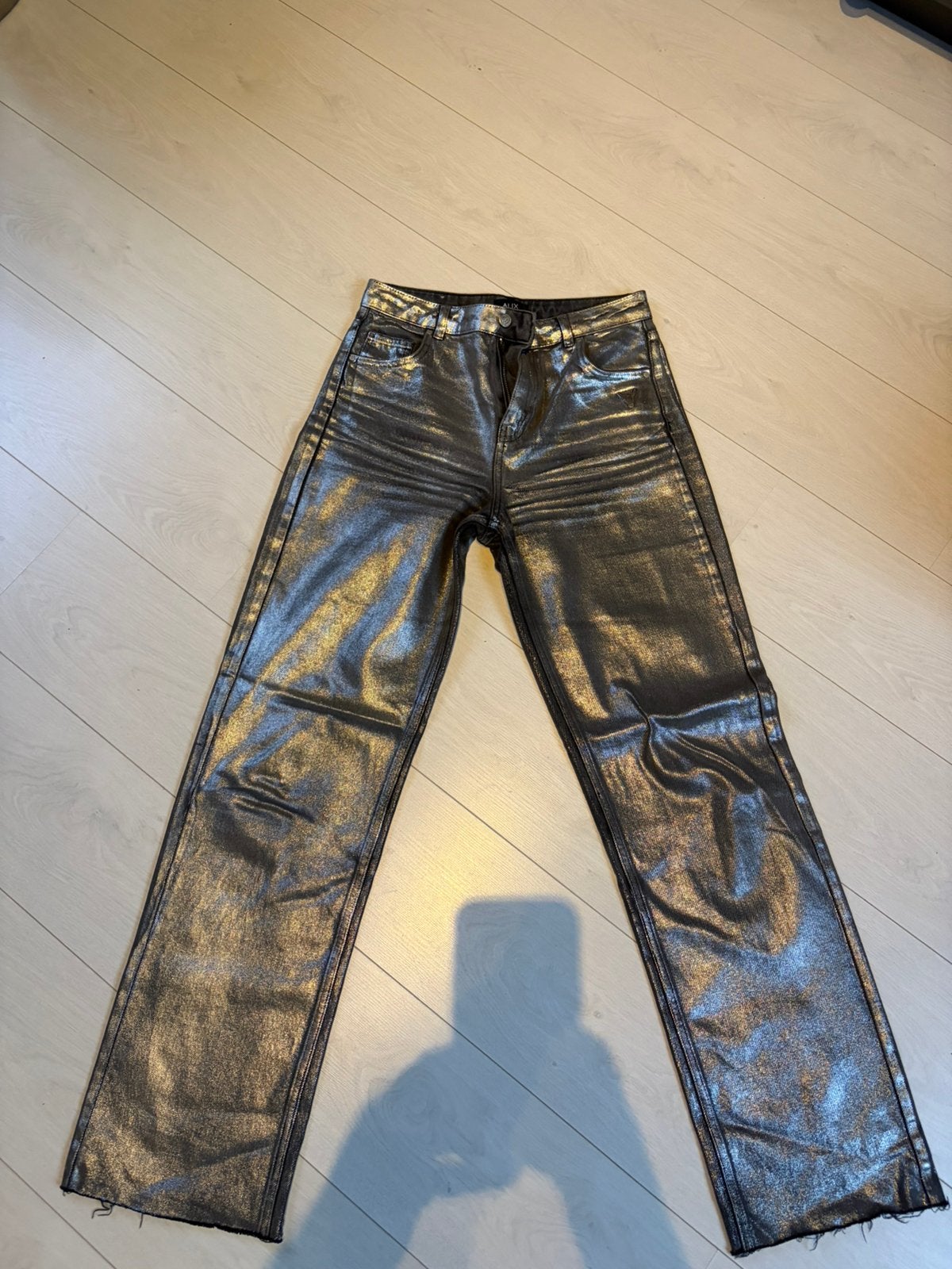 Alix the Label zilveren jeans, maat S, Ophalen of Verzenden, Zo goed als nieuw, Maat 36 (S), Lang