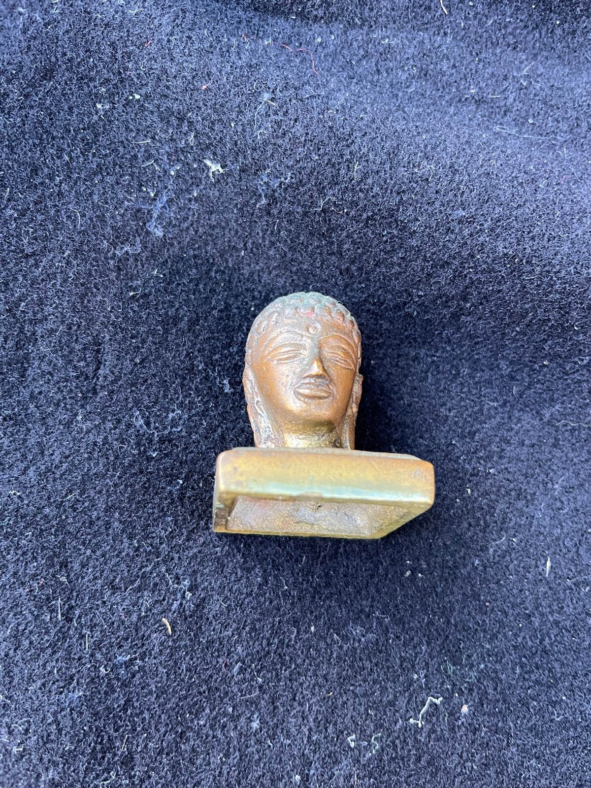 Bronzen Boeddha Hoofd - Oud Koper - 5 cm Hoog, Ophalen of Verzenden, Gebruikt, Metaal, Bruin