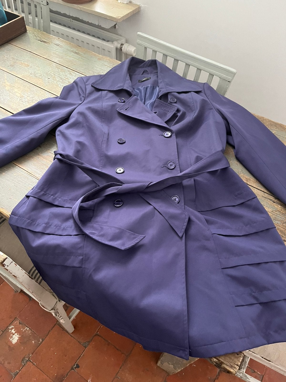 JAS TRENCHCOAT REGENJAS DAMART BLAUW PAARS NIEUW, Ophalen of Verzenden, Nieuw, Maat 42/44 (L), Blauw