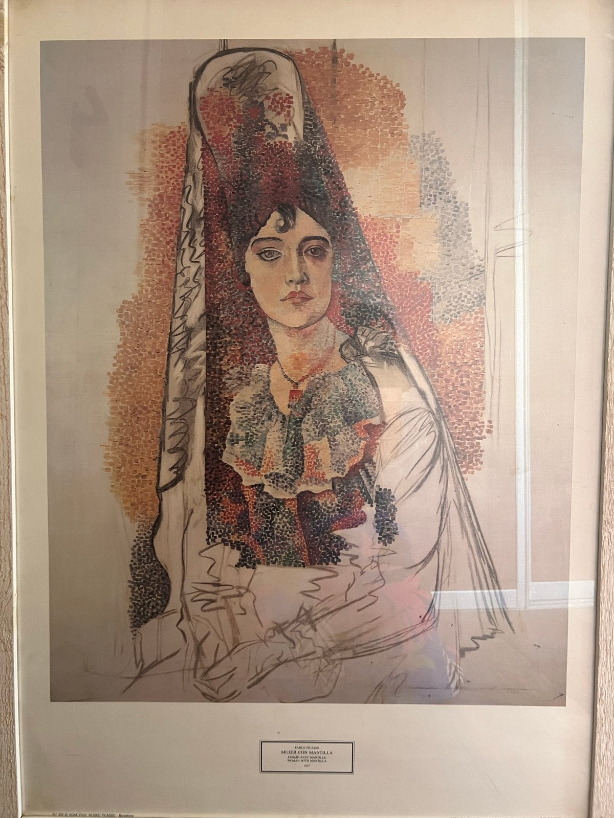 Ingelijste reproductie Picasso - Mujer con Mantilla, Ophalen