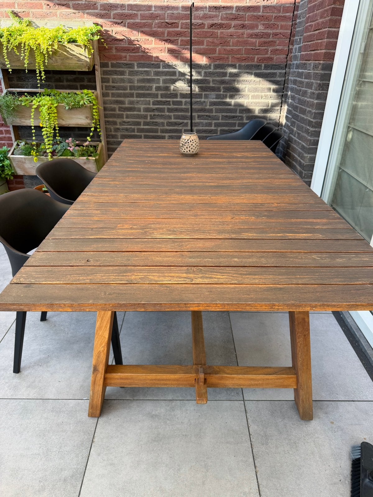Teak tuintafel 200x100 - Robuust en Stijlvol, Ophalen, Gebruikt, Rechthoekig, Teakhout