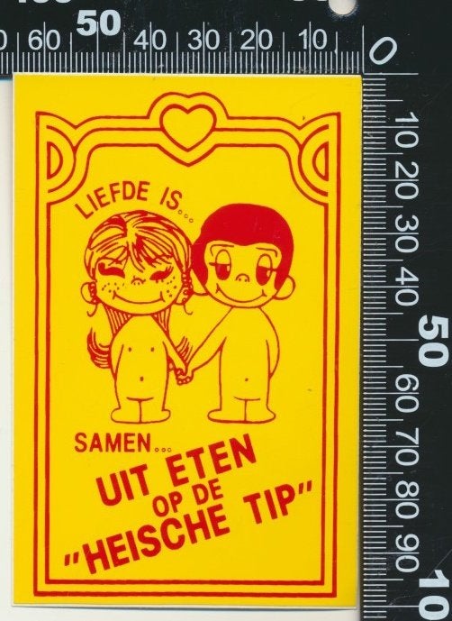 Sticker: De Heische Tip - Liefde is, Ophalen of Verzenden, Zo goed als nieuw, Bedrijf of Vereniging