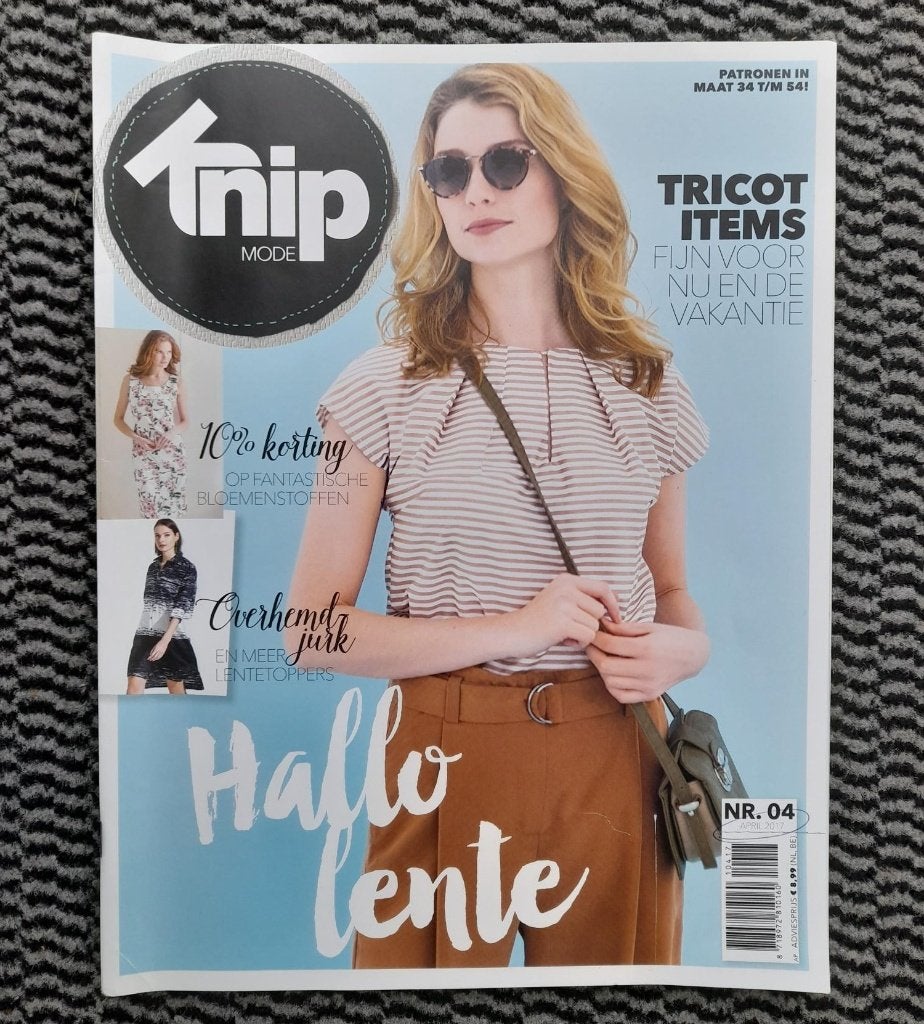 Knipmode nummer 4 april 2017 alle patronen maat 34 t/m 54 XL, Verzenden, Zo goed als nieuw, Vrouw, Knipmode