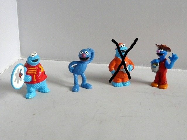 Sesamstraat # Oscar en koekiemonster 3 stuks, Ophalen of Verzenden, Zo goed als nieuw