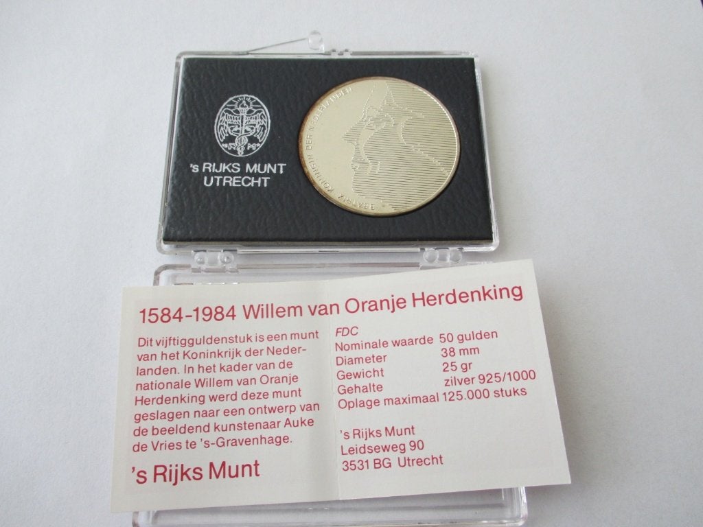 50 gulden 1984 fdc, Setje, Koningin Beatrix, Zilver, Ophalen of Verzenden