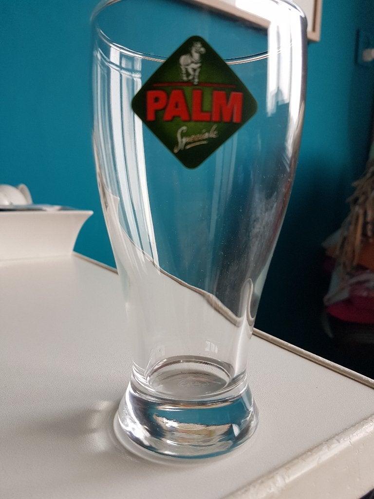Palm bierglas, ca. 15 cm. hoog, zgan, Ophalen of Verzenden, Zo goed als nieuw, Glas of Glazen, Palm