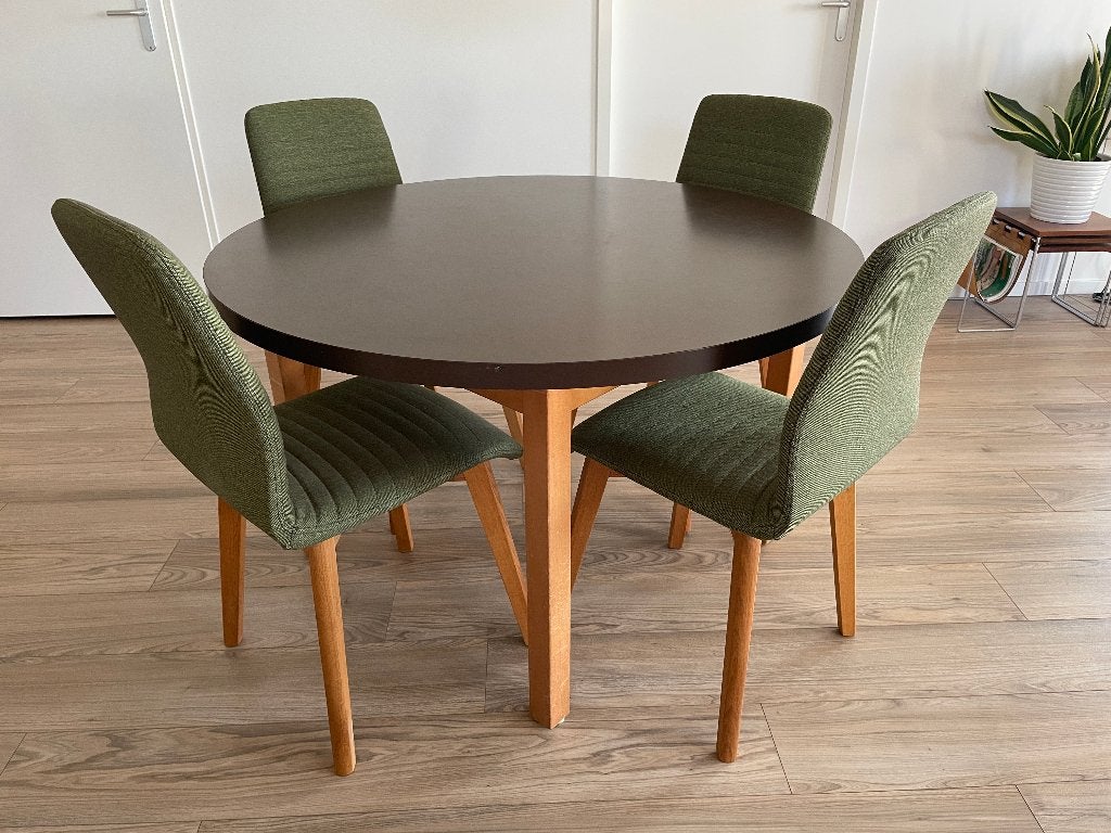 Stevige ronde tafel 120cm – Minimalistisch, beuken (Schilte), Ophalen, Gebruikt, Overige materialen, Rond