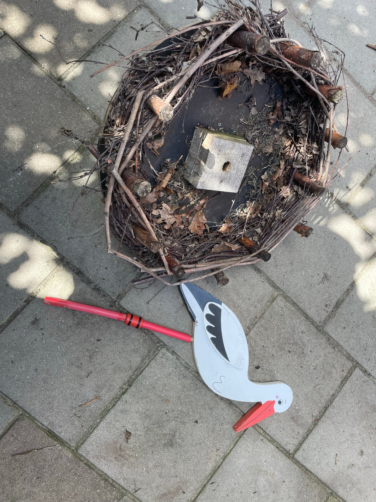 Geboortebord Ooievaar met nest, Ophalen, Gebruikt, Geboortebord