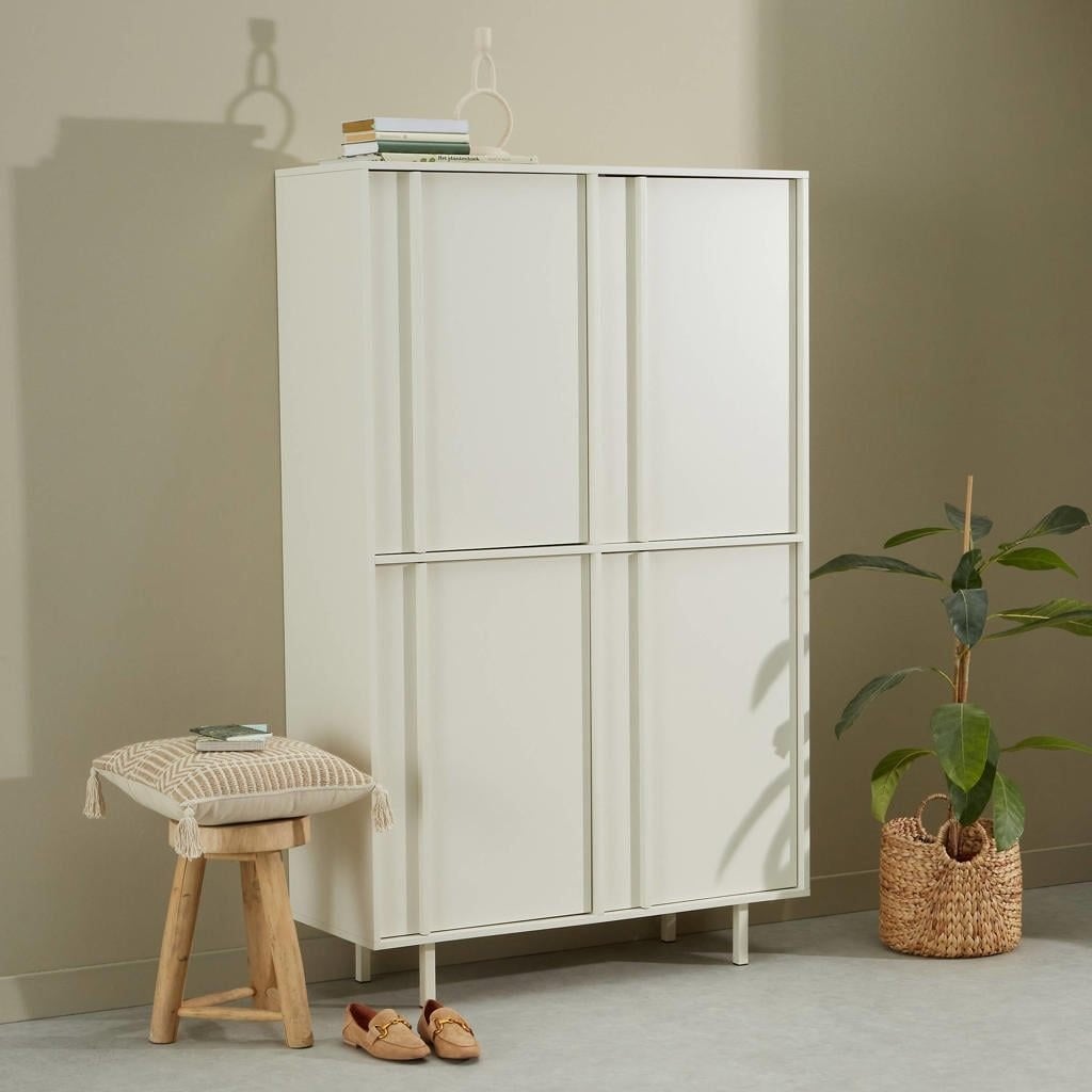 Hippe beige kledingkast Wehkamp, Ophalen, Met deur(en), 100 tot 150 cm, Zo goed als nieuw