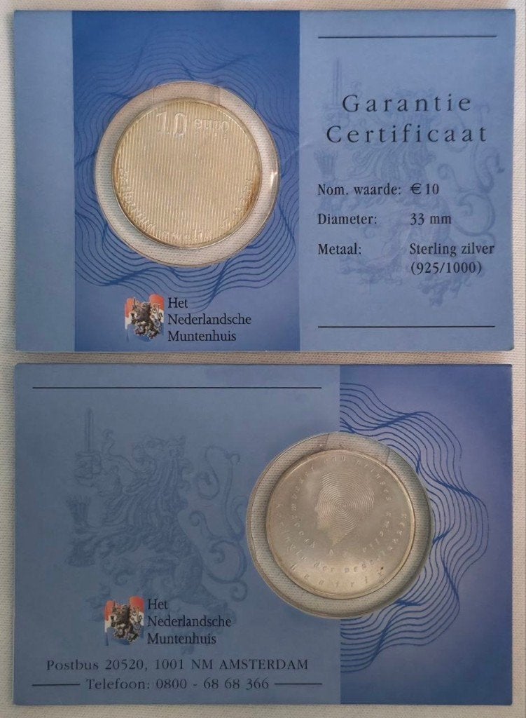 Nederland €10 – Geboortemunt – Coincard HNM – Zilver, Postzegels en Munten, Munten | Nederland, Koningin Beatrix, Euro's, Ophalen of Verzenden