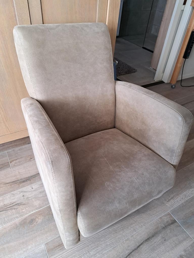 taupe fauteuil, Ophalen, Gebruikt, 75 tot 100 cm, Stof