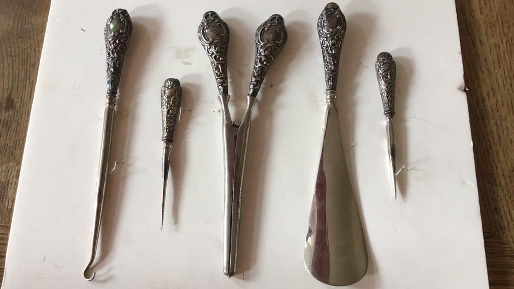 Steel England M6 handschoenen,schoen set 5 onderdelen, Antiek en Kunst, Ophalen of Verzenden