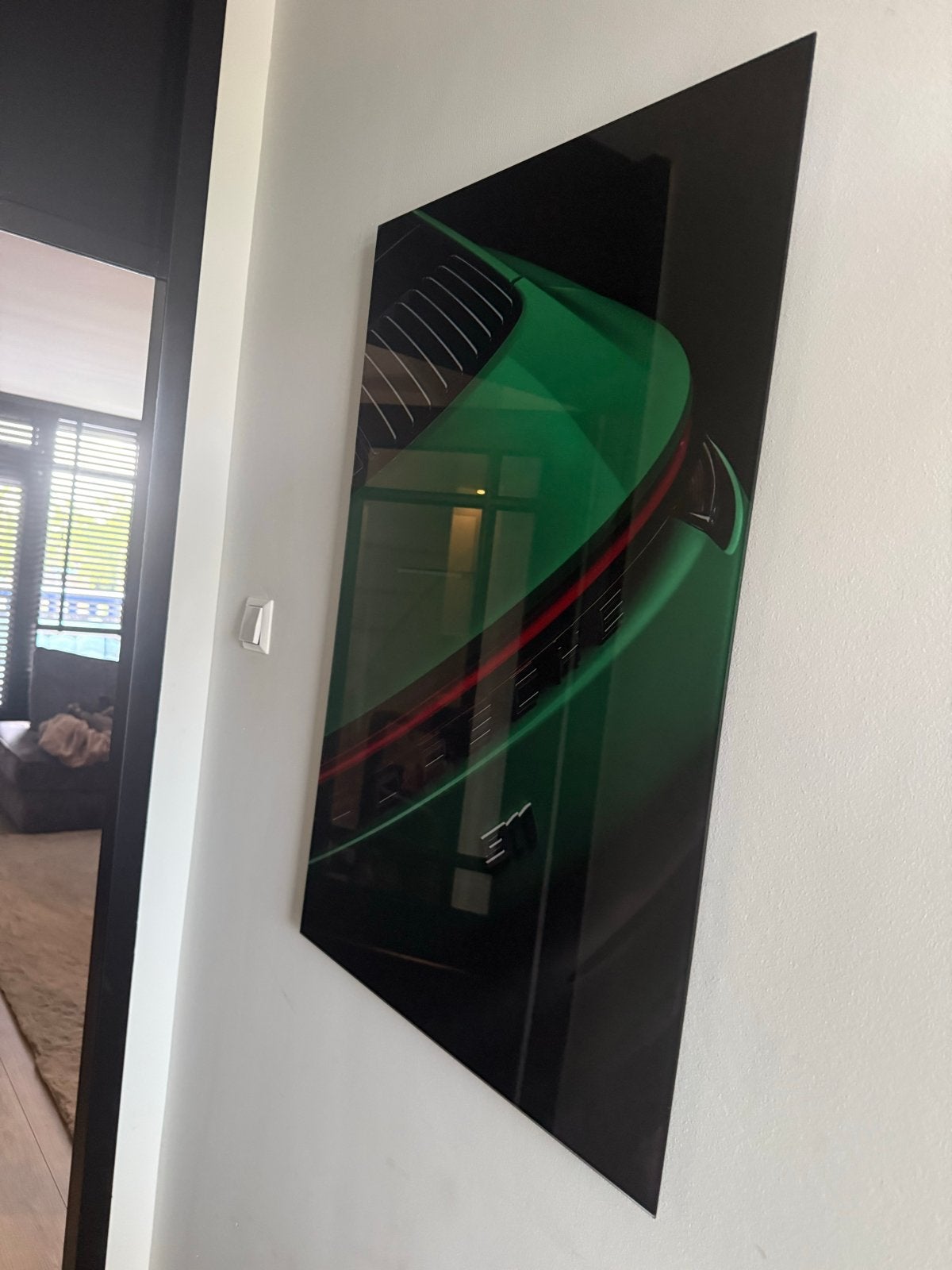 Modern Schilderij Groene Sportwagen op Plexiglas, Ophalen
