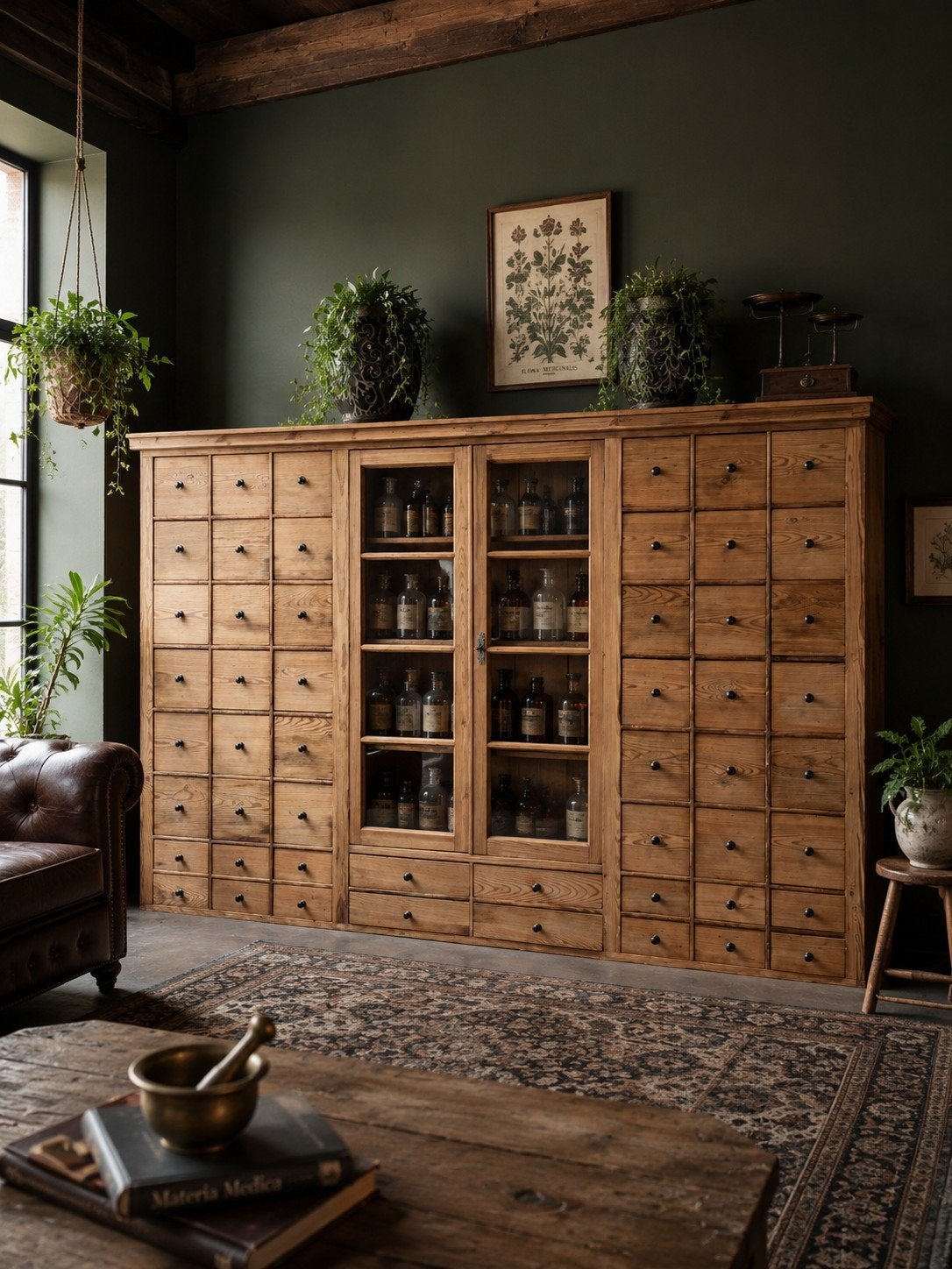 Prachtige apothekerskast ~ ladekast ~ winkelkast ~ wandkast, Ophalen, 5 laden of meer, 200 cm of meer, Grenenhout