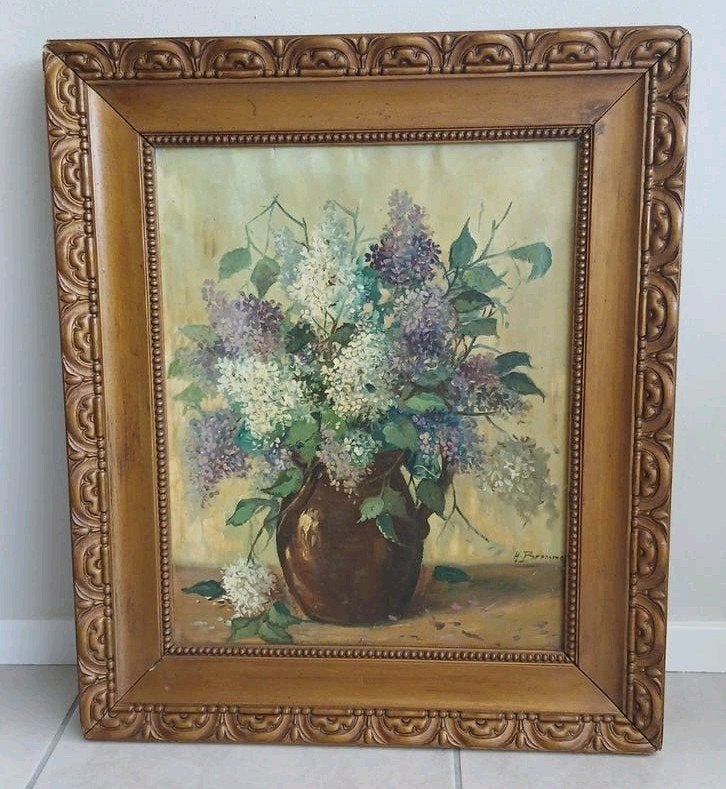 Oud schilderij bloemboeket, Ophalen of Verzenden