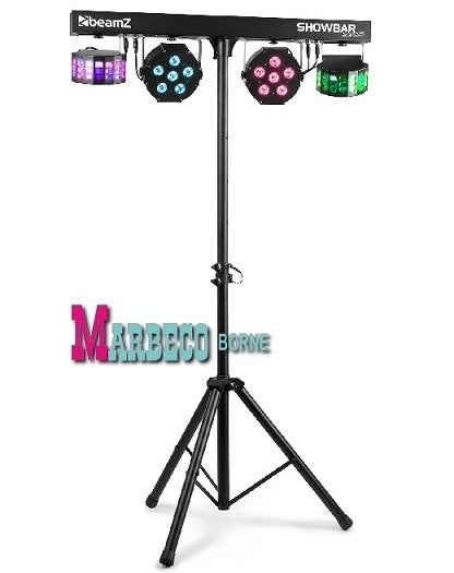 LED ShowBar 2x PAR, 2x Derby, Accu, PartyBar, Sound, DMX, Geluidgestuurd, Nieuw, Info@marbeco.nl, BeamZ