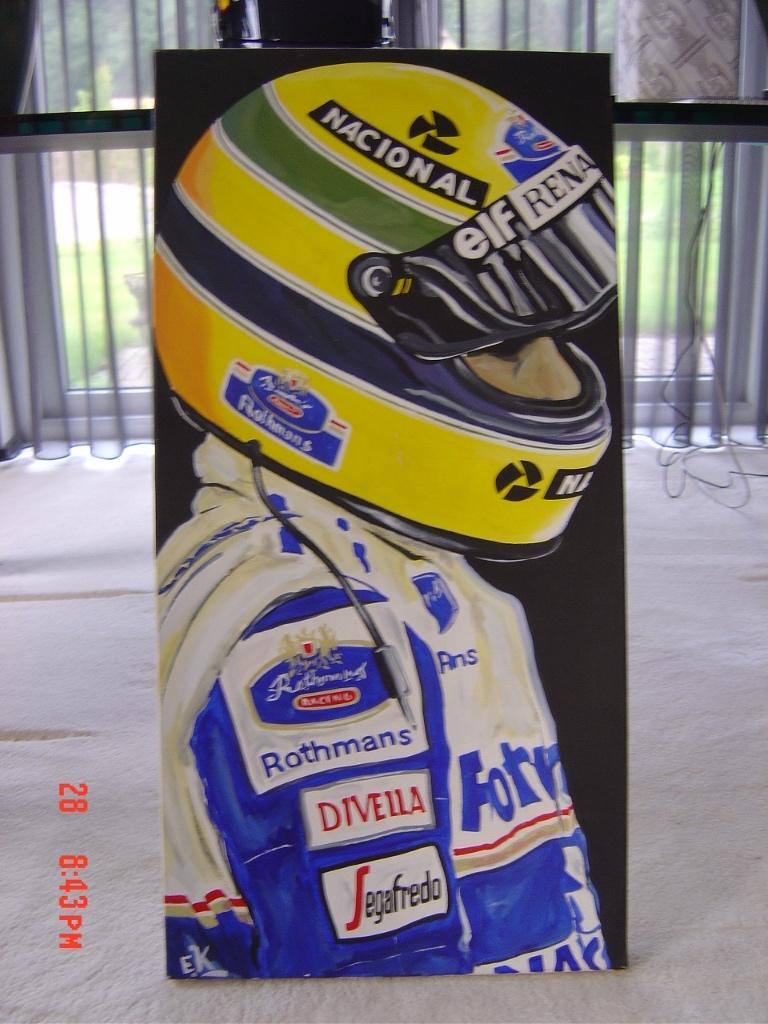 E.J.Kremer Ayrton Senna olieverf schilderij Eric Jan Kremer, Verzamelen, Automerken, Motoren en Formule 1, Ophalen, Zo goed als nieuw