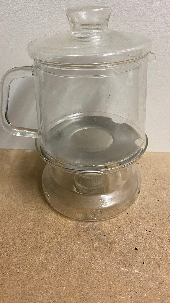 Glazen theepot met theelichtje, Ophalen of Verzenden, Gebruikt, Glas, Overige typen