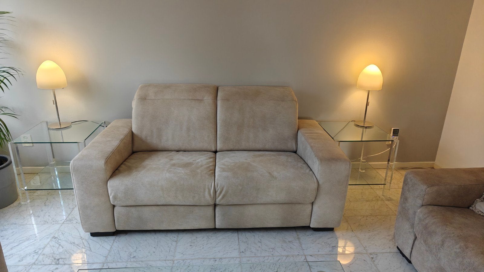 zgan 2 zits BANK beige Alcantara op leer 174x100, 150 tot 200 cm, Modern comfort, Tweepersoons, 75 tot 100 cm