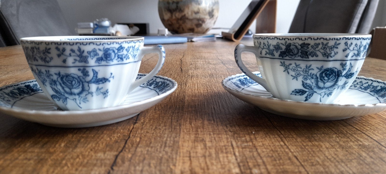 Set van 2 antieke Japanse theekopjes met schotels, Ophalen of Verzenden