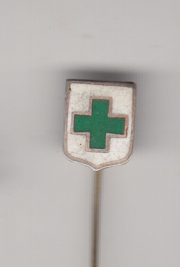 Het Groene Kruis emaille speldje, Gebruikt, Niet vindbaar, Niet vindbaar, Speldje of Pin