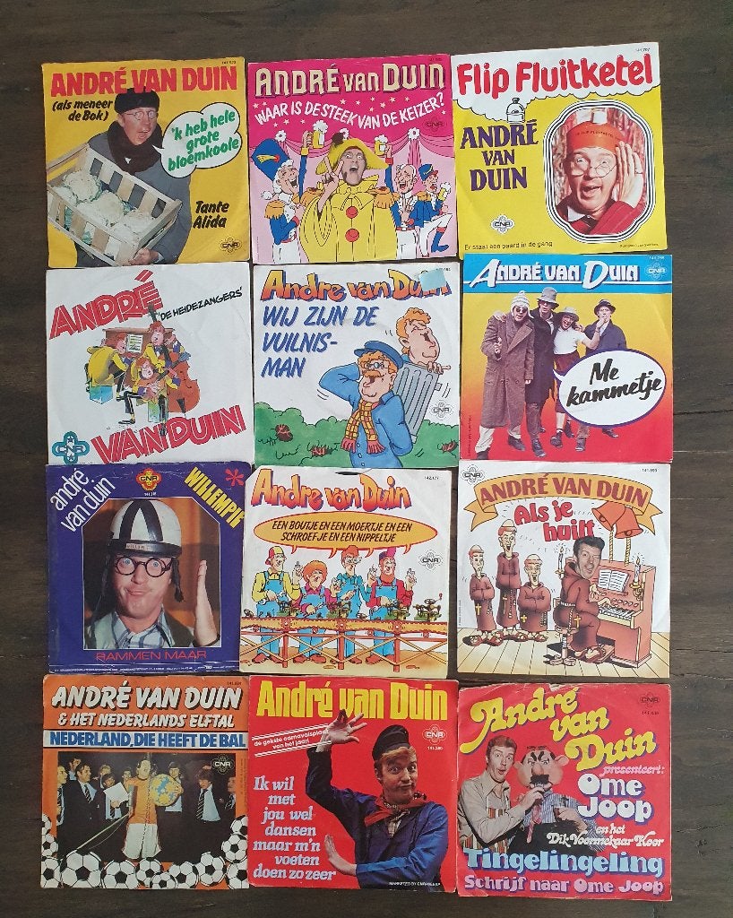 12 singles Andre van Duin, Gebruikt, Verzenden, 7 inch, Fotohoes