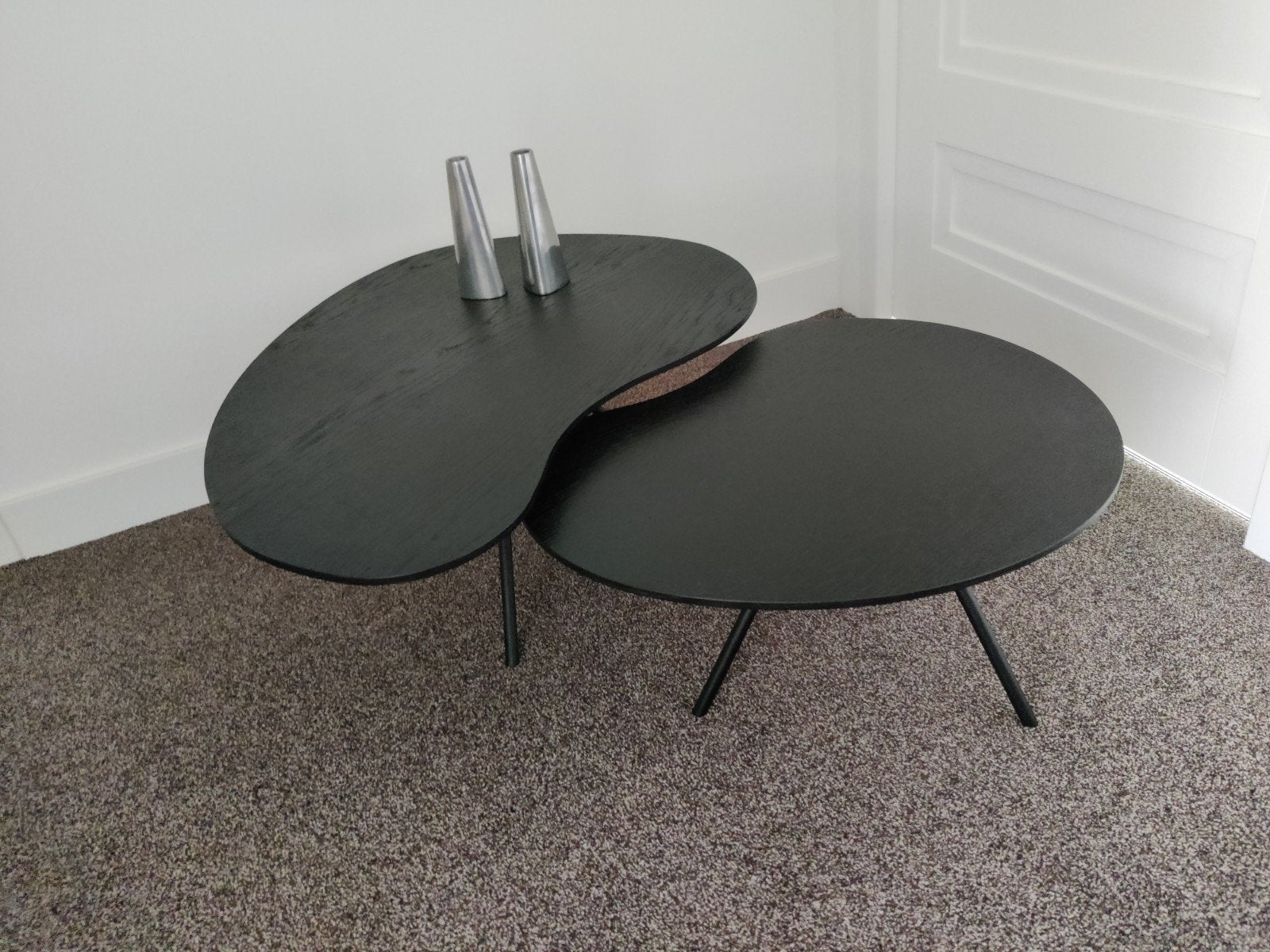 Salontafel zwart - organisch - set van 2, 100 tot 150 cm, Zo goed als nieuw, Rechthoekig, 50 tot 100 cm
