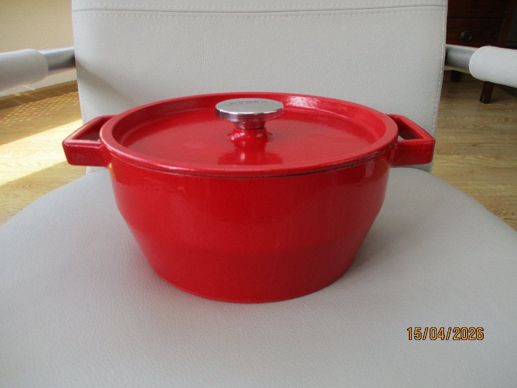 PYREX - braadpan - gietijzer, Gebruikt, Ophalen of Verzenden, Met handvatten, Braadpan