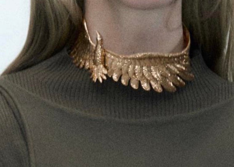 Zara gouden statement choker ketting vleugels, Sieraden, Tassen en Uiterlijk, Kettingen, Ophalen of Verzenden, Zo goed als nieuw