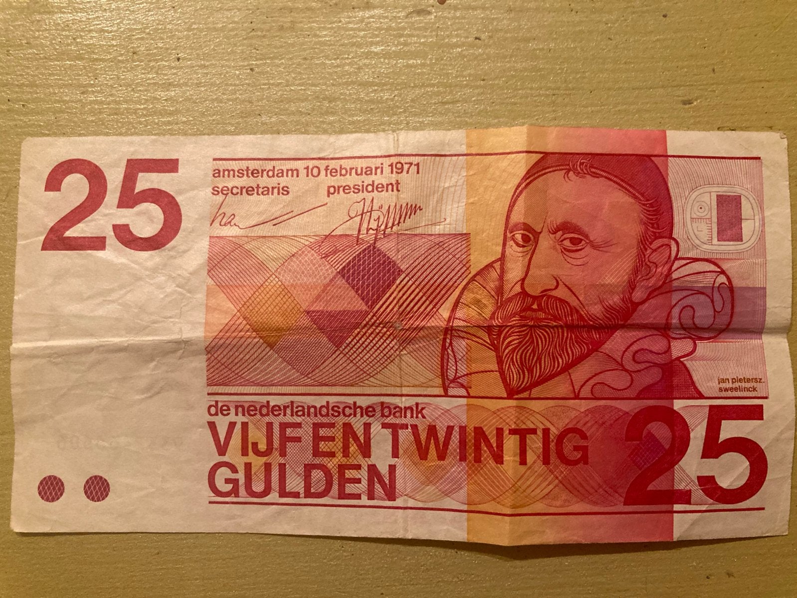 Briefje 25 gulden uit 1971, Postzegels en Munten, Verzenden, 25 gulden, Los biljet