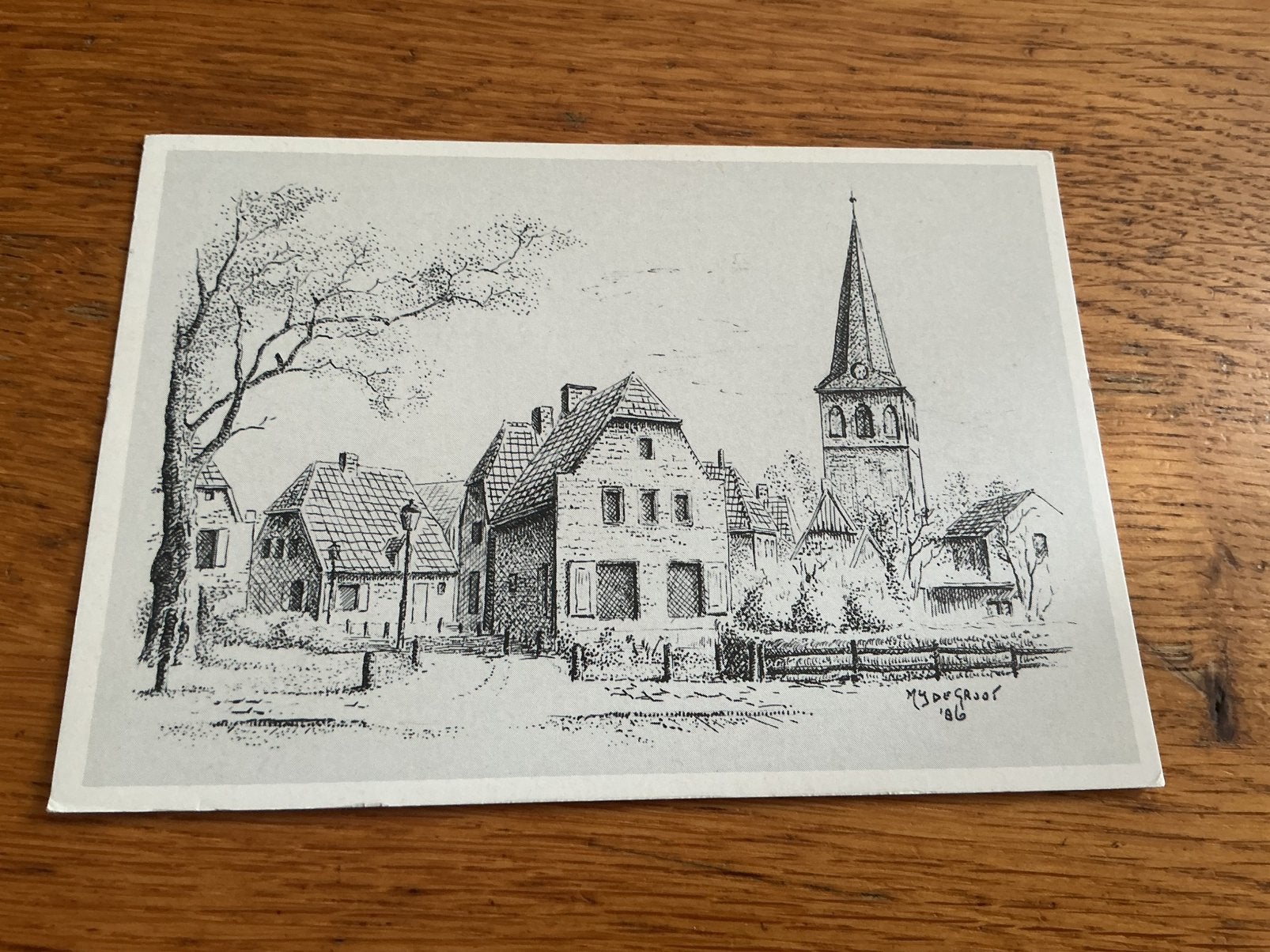 O622 Borne kerk Illustrator de Groot, Verzamelen, Ophalen of Verzenden, Zuid-Holland