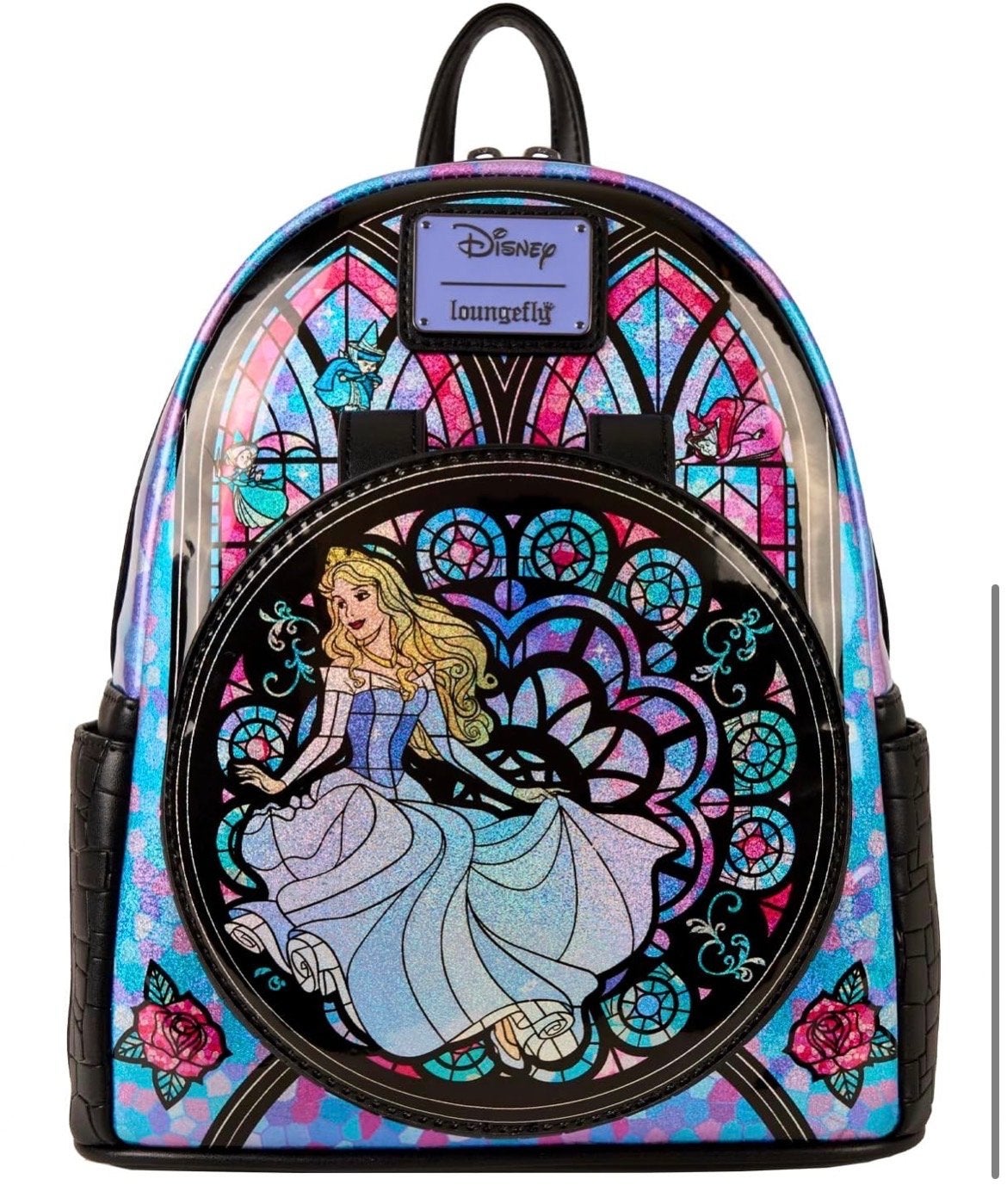 Loungefly Disney Aurora Stained Glass Mini-Rugzak, Sieraden, Tassen en Uiterlijk, Minder dan 30 cm, Disney of Dora, Nieuw, Ophalen of Verzenden