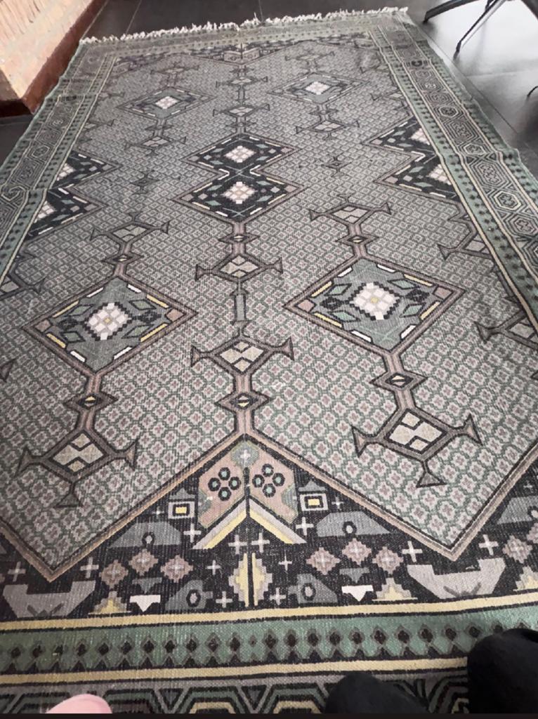 HKLiving vloerkleed vintage stijl 180 x 287 cm – groen/creme, Ophalen, 200 cm of meer, Zo goed als nieuw, Rechthoekig