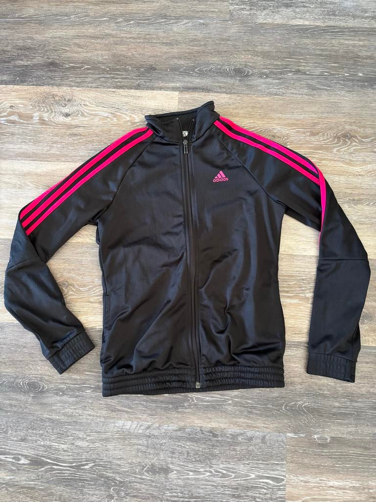 Adidas vest zwart met roze strepen maat 164, Ophalen of Verzenden, Nieuw, Meisje, Trui of Vest