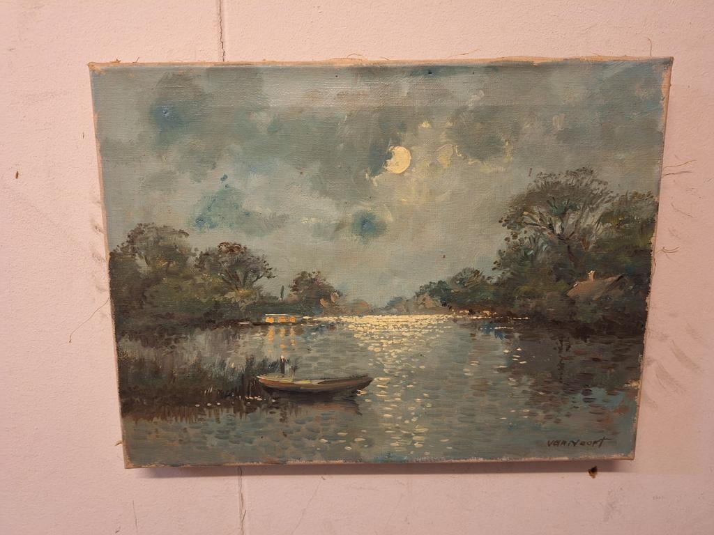 Schilderij Plasgezicht van Cornelis van Noort, Antiek en Kunst, Ophalen of Verzenden
