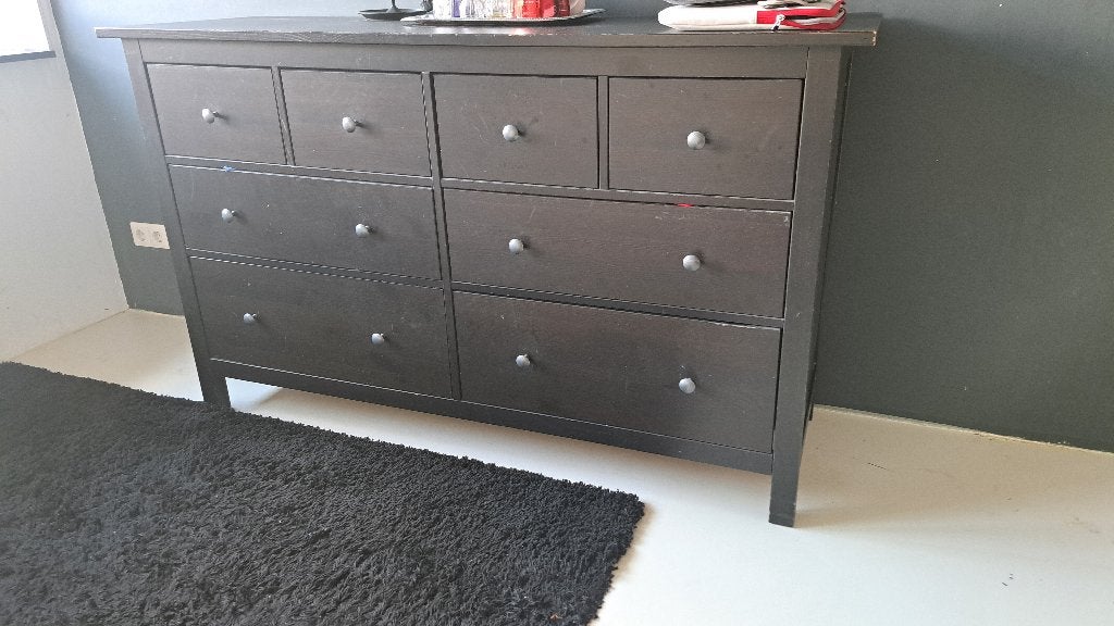 Donkerbruine ladekast met 8 lades ikea hemnes, Ophalen, Gebruikt, 100 tot 150 cm, 5 laden of meer