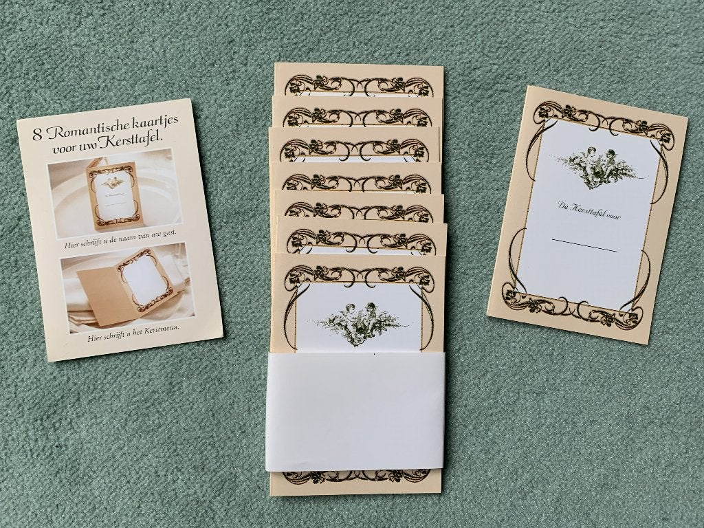 8 Menu kaartjes Kerstdiner 10,5 x 7,5 cm Naamkaartjes, Ophalen of Verzenden, Nieuw