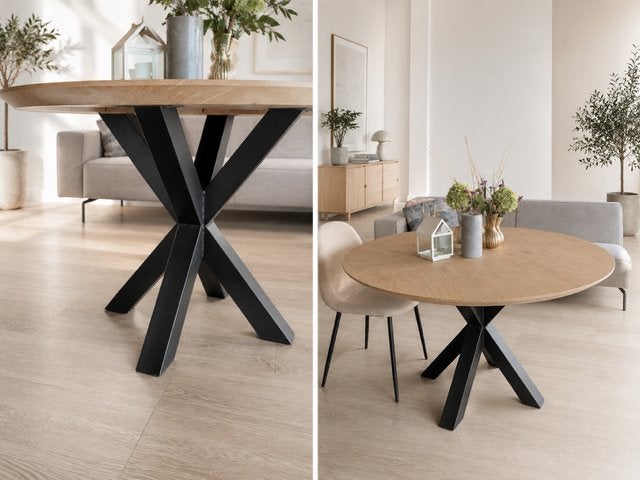 Eikenhouten tafel met facetrand - 130 cm, Huis en Inrichting, Tafels | Eettafels, Ophalen, 100 tot 150 cm, Zo goed als nieuw, Eikenhout