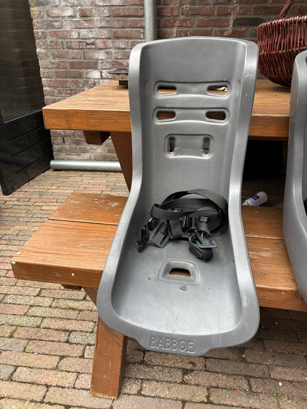 Babboe bakfiets stoeltjes met gordels (baby & peuter), Ophalen, Gebruikt