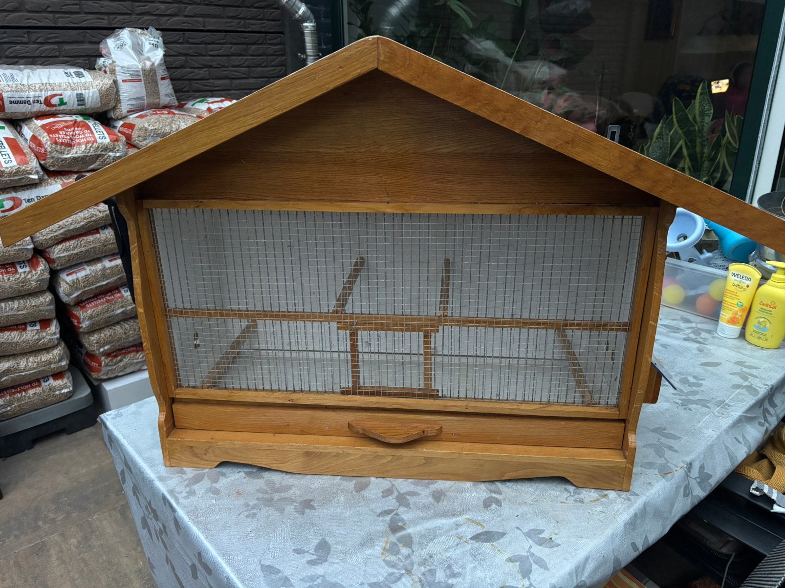 Eiken vogelkooi, Ophalen, Zo goed als nieuw, Hout, Vogelkooi