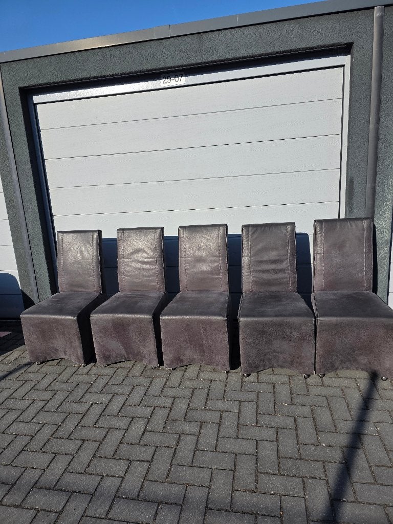 Luxe Eetkamerstoelen met Wieltjes | Set van 5, Ophalen, Gebruikt, Grijs, Vijf, Zes of meer stoelen