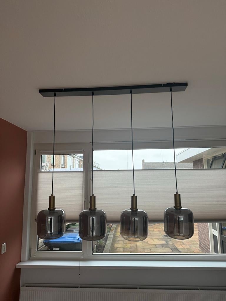 Hanglamp eettafel (Leen bakker: Qazqa Zuzanna), Ophalen, Zo goed als nieuw, Glas, 75 cm of meer