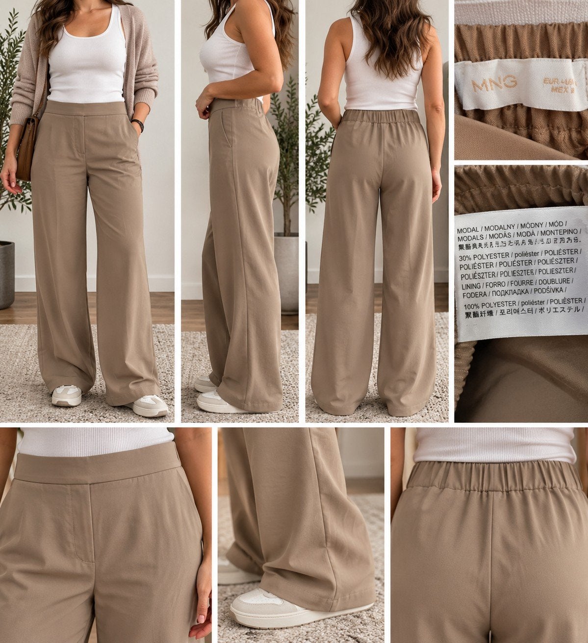 Elegante Mango broek - Beige/Taupe - Maat 40, Maat 38/40 (M), Mango, Beige, Ophalen of Verzenden