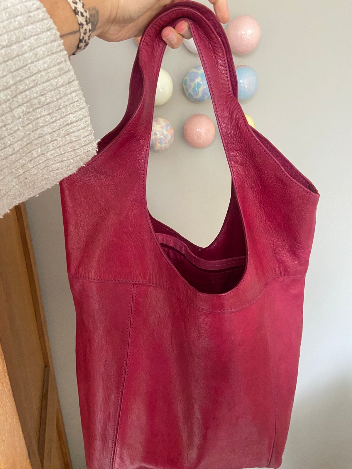 Leuke tas fuchsia roze /donkerrood, Ophalen of Verzenden, Gebruikt, Roze, Shopper