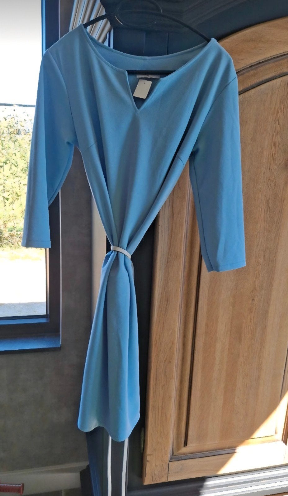 Mooie baby blauwe jurk maat 38 met bijpassende riem, Maat 38/40 (M), FAME, Blauw, Ophalen of Verzenden