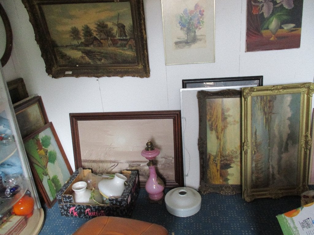 Schilderijen en Etsen, Partij plm 100 stuks., Antiek en Kunst, Ophalen of Verzenden