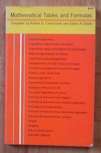Mathematical tables and formulas, Zo goed als nieuw, Robert D. Carmichael, Beta, HBO