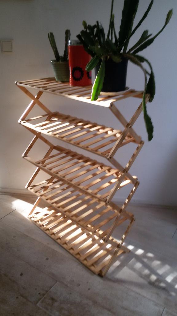 plantentafel inklapbaar hout sidetable tuin of balkon, Ophalen of Verzenden, Gebruikt, 25 tot 50 cm, Rechthoekig