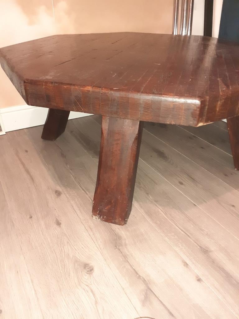 Massief eiken salontafel, Ophalen, Gebruikt, 100 tot 150 cm, 50 tot 100 cm