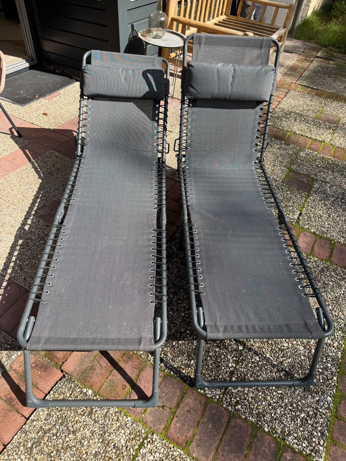 Ligbedden in zeer goede staat!, Ophalen, Gebruikt, Aluminium, Inklapbaar